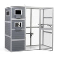 Outdoor Catio, Large Cat Enclosure House Weatherproof, 2 Resting Rooms, 4-Tier Cat Cage Catio for Cats w/ 2 Platforms, Wood