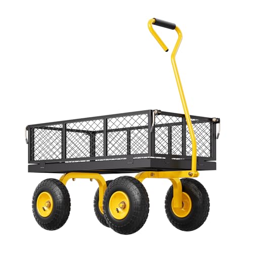VEVOR 900 Lbs Heavy Duty Steel Garden Cart with 10" Tires and Removable Sides J262