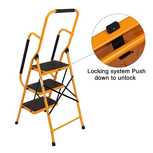 Winado 2 Step Ladder with Handrails, 500LBS Folding Step Stool O203913