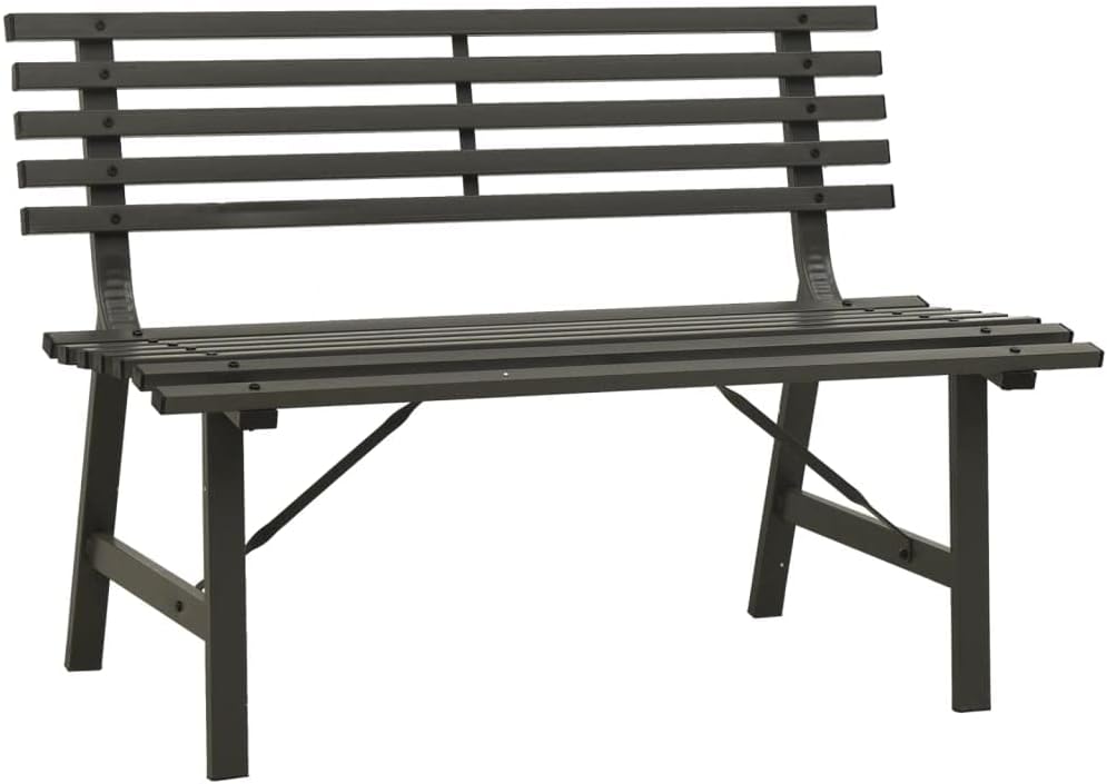 Outdoor 2-Seater Metal Patio Bench, Black Steel Q141018