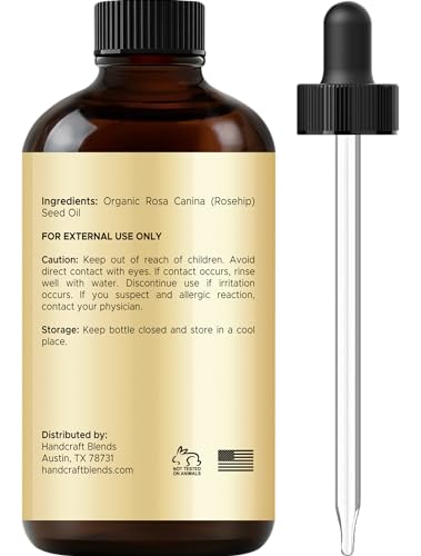 Handcraft Blends Organic Rosehip Oil - 4 Fl Oz - Pure and Natural for Face, Skin and Hair L39918