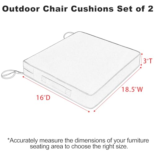 Favoyard Patio Chair Cushions 19 x 19 x 3 Inch Waterproof Outdoor Set of 2, Beige Q67095