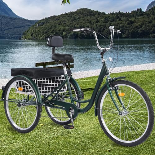 Adult 3-Wheel Tricycle 24/26-Inch 7-Speed with Basket D757