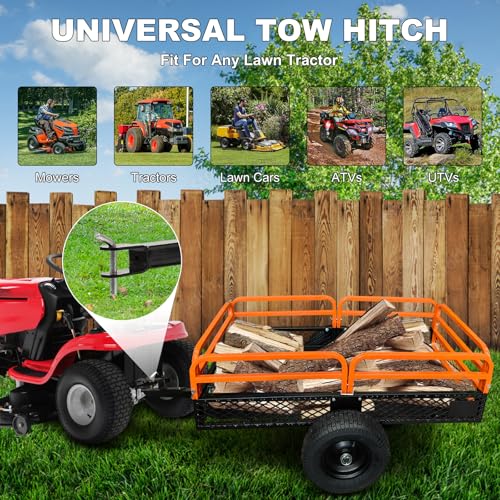 Heavy Duty Steel Dump Cart 1500 Lbs Utility Garden Trailer with Removable Sides P523