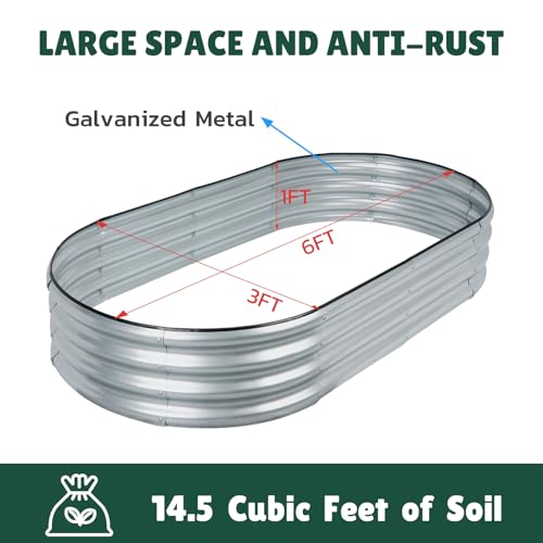 LINEX Galvanized Raised Garden Bed 4x2x1 ft Metal Planter Box T46320