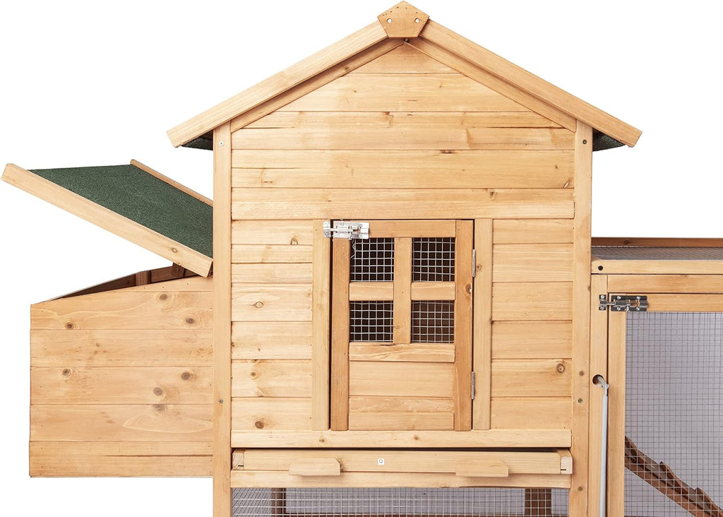 Wooden Chicken Coop Pet Hen House Poultry Cage with Removable Tray H56678