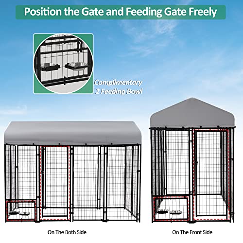 AHB Large Dog Kennel Outdoor Dog House with Waterproof Cover, 8x4x6 ft O3953