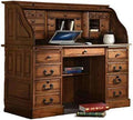 Popular Top Desk Solid Oak Wood - 54 Inch Deluxe Executive Rolltop Desk Burnished Walnut Stain for Home Office Secretary Organizer Roll Hutch Top Easy Assembly Quality Crafted Constructio