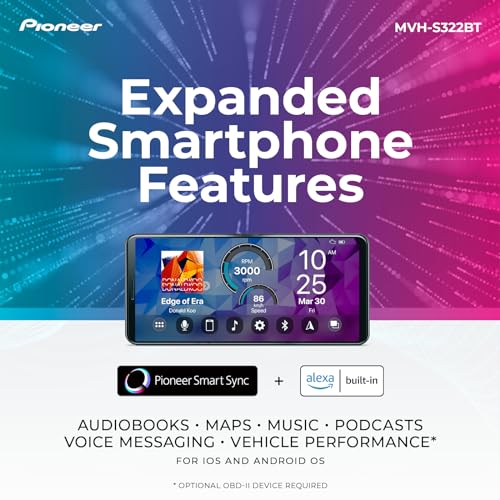 Pioneer MVH-S322BT Bluetooth Car Stereo with USB/AUX Inputs O800203