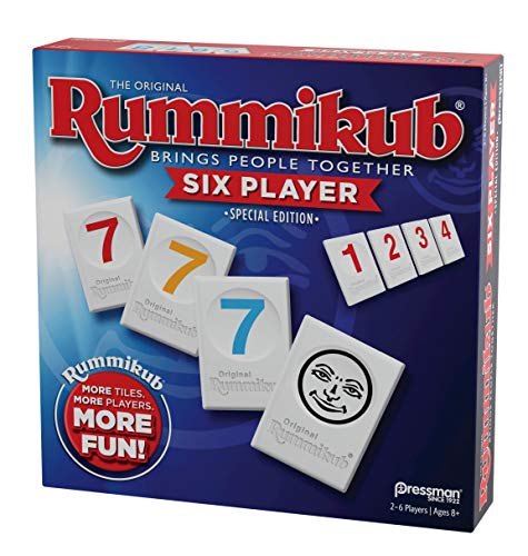 Rummikub Six Player Edition Classic Rummy Tile Game by Pressman, Blue X660269