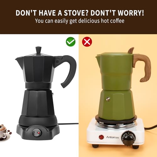 Cuban Coffee Maker 6-Cup Electric Espresso Moka Pot with Detachable Base N992
