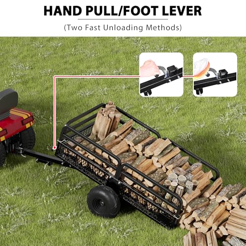 Heavy Duty Steel Dump Cart ATV Trailer, 1500 lbs, 15 cu ft, Removable Sides P8183