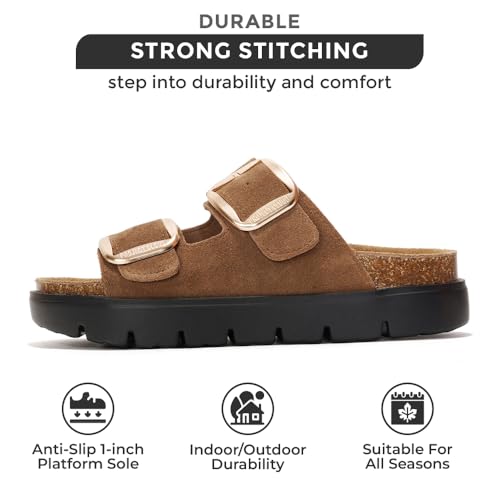 Project Cloud Genuine Leather Platform Wedge Sandals for Women with Memory Foam Insole A28730