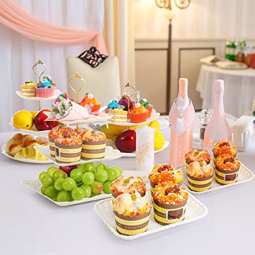 Gold Tiered Cupcake Stand Set with Serving Trays I6753