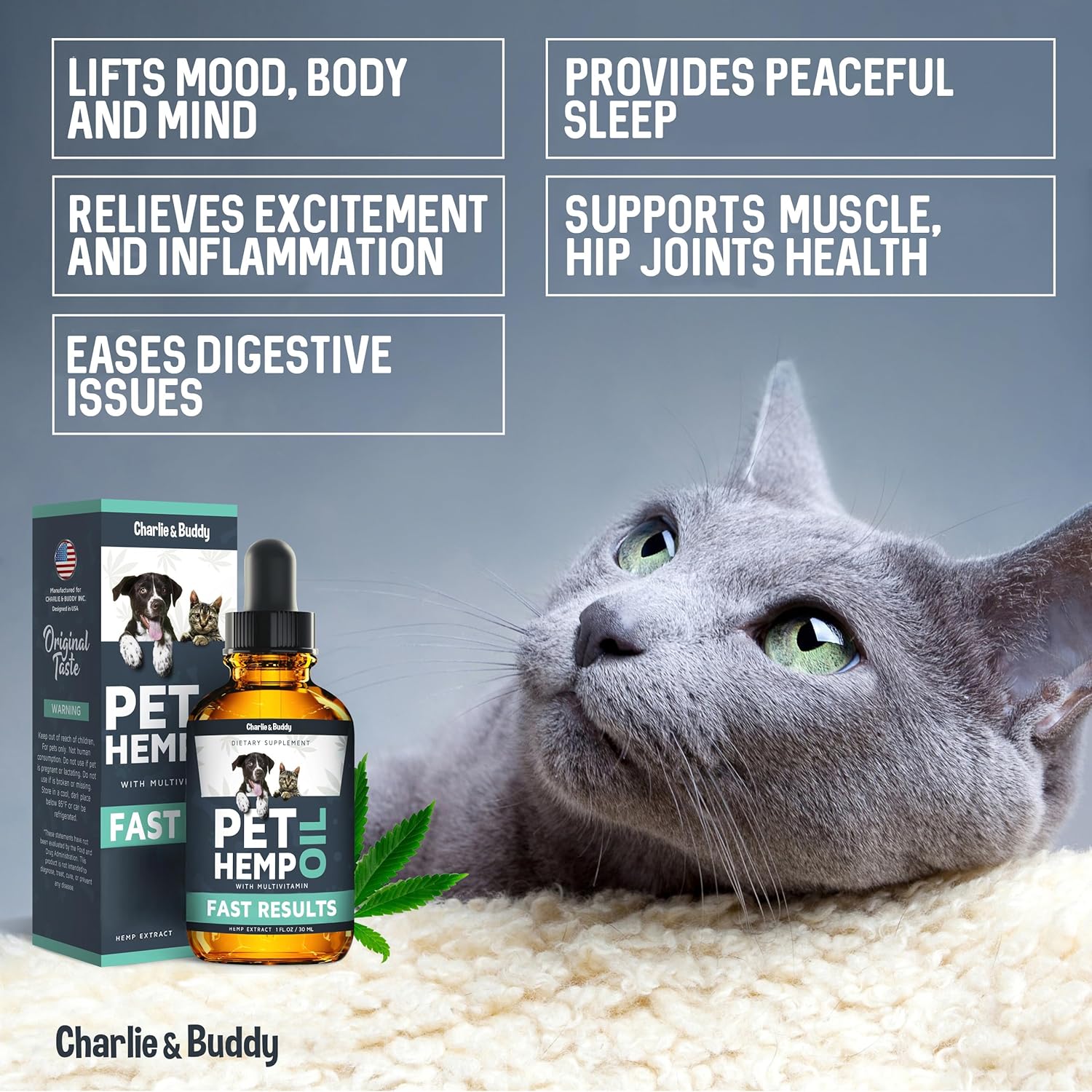 Charlie & Buddy Hemp Oil for Dogs Cats - Calming Treats I41456