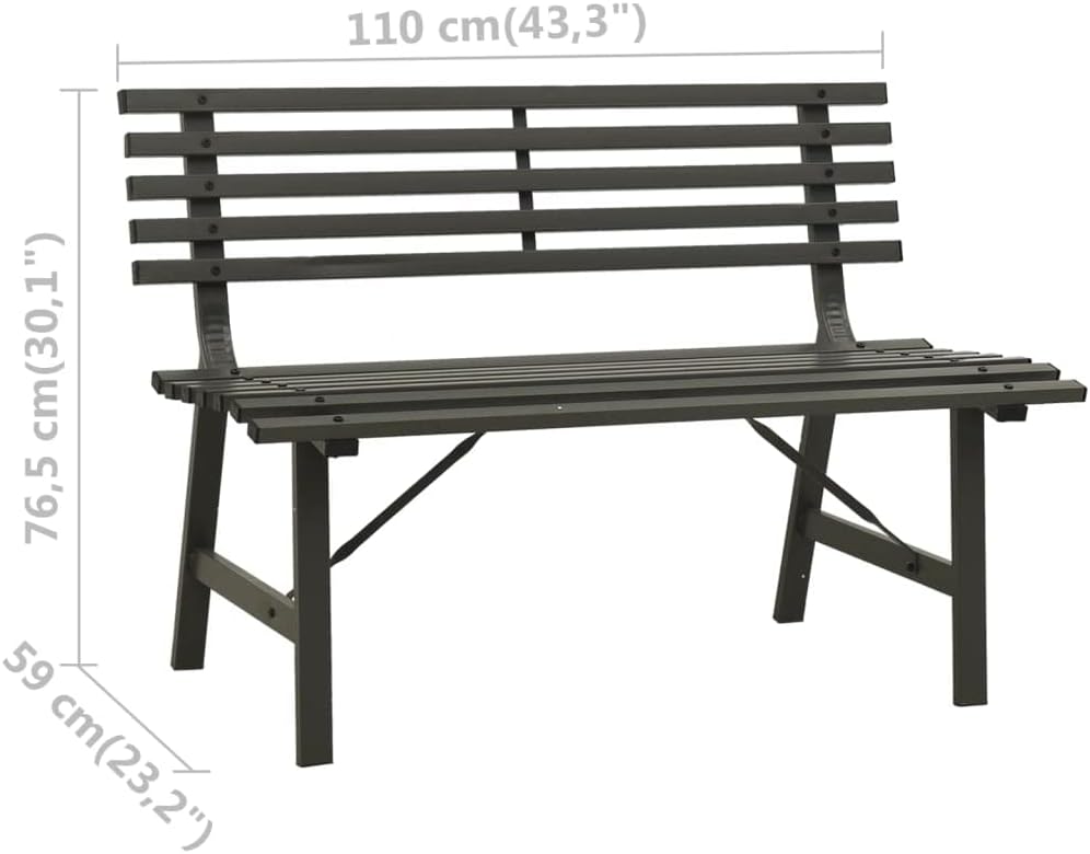 Outdoor 2-Seater Metal Patio Bench, Black Steel Q141018