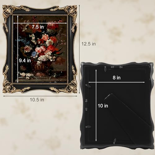 Black Vintage Picture Frame with Mat for 5x7 or 8x10 Photos E9622