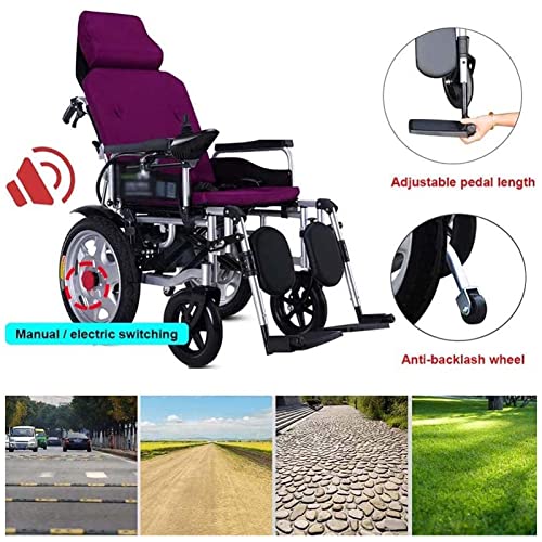 Heavy Duty Electric Wheelchair for Adults, Reclining, Foldable, Grey F887078