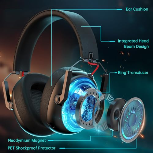 Wireless Gaming Headset with Noise Canceling Mic for PS5, PS4, PC, Switch - Black P129