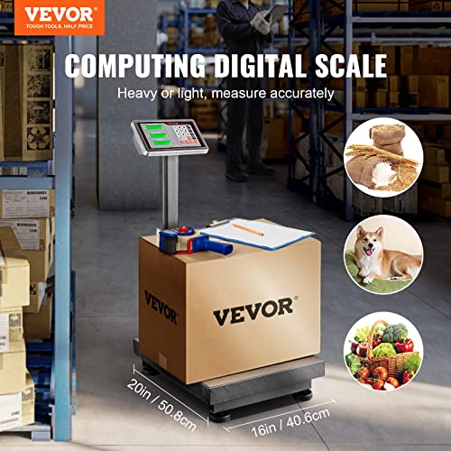 VEVOR Computing Digital Platform Scale 660 lbs Stainless Steel Floor Scale K579796