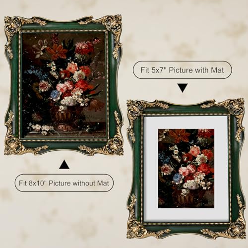 Black Vintage Picture Frame with Mat for 5x7 or 8x10 Photos E9622