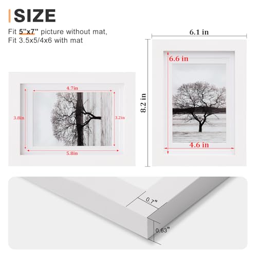 Egofine 8x10 Picture Frames Set of 6, Solid Wood with Plexiglass, White T6319