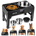Elevated Slow Feeder Dog Bowls, 6 Height Adjustable Raised Dog Bowls with 2 Stainless Steel & 1 Slow Feeder Dog Food Bowls, Non-Slip Dog Food Stand with Catchment Drawer Design for Large Medium Dogs