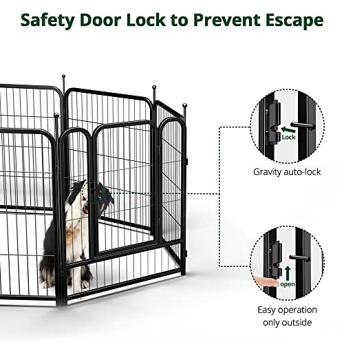 PawGiant Dog Fence Playpen for Small, Medium, Large Dogs, Indoor Outdoor Metal Pet Enclosure C167