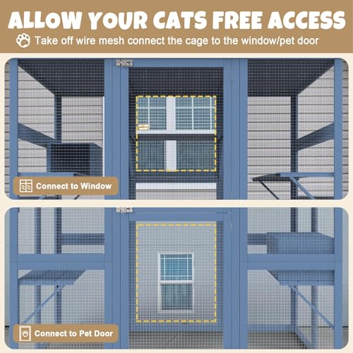 Outdoor Cat Enclosure Large Walk-in Cat Cage with Waterproof Roof P7165