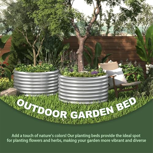 4 Pack 3x3FT Round Galvanized Raised Garden Bed for Vegetables Q3134
