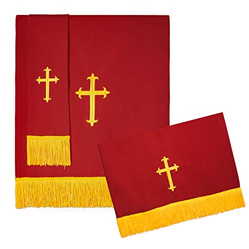 GraduatePro Reversible Parament Set Red White with Embroidered Gold Latin Cross I3710