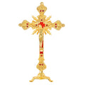 Metal Standing Crucifix Golden Tabletop Catholic Jesus Cross for Home Chapel Decoration D839
