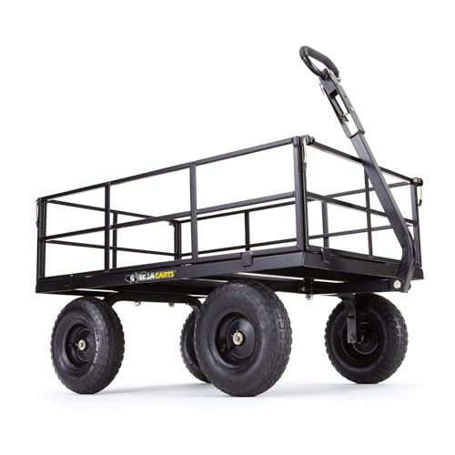 Gorilla Carts Steel Utility Wagon with Removable Side Panels, 1000 lb Capacity, Gray U674568