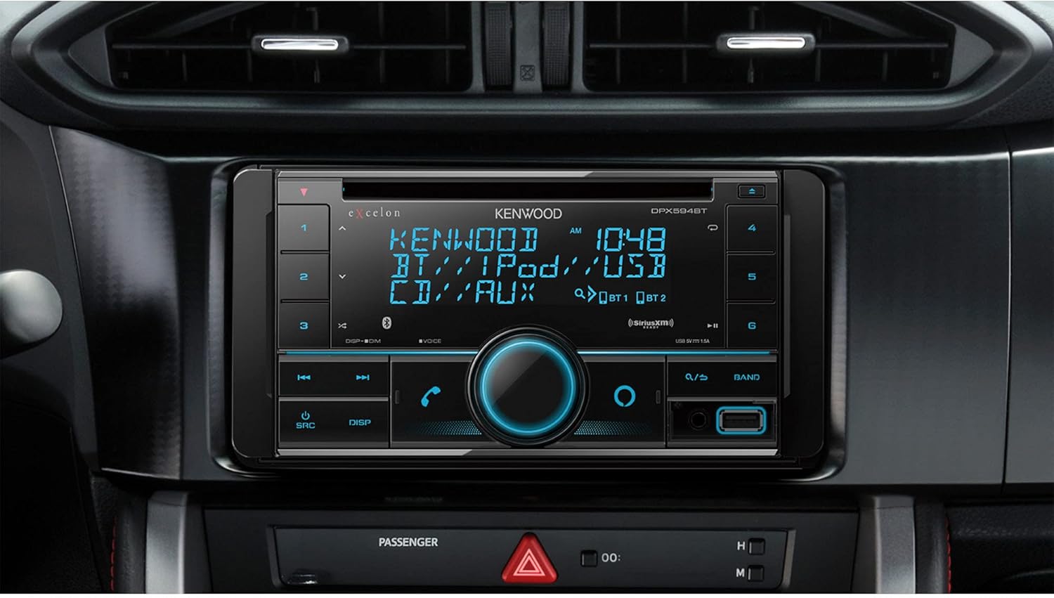 Kenwood Excelon DPX594BT Double DIN Bluetooth Car Stereo CD Receiver with SiriusXM Tuner Kit P235277