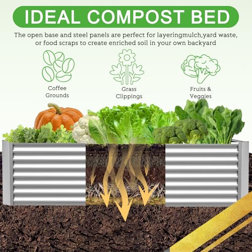 3 Pack Galvanized Raised Garden Bed Outdoor 36x18 inch Q5310