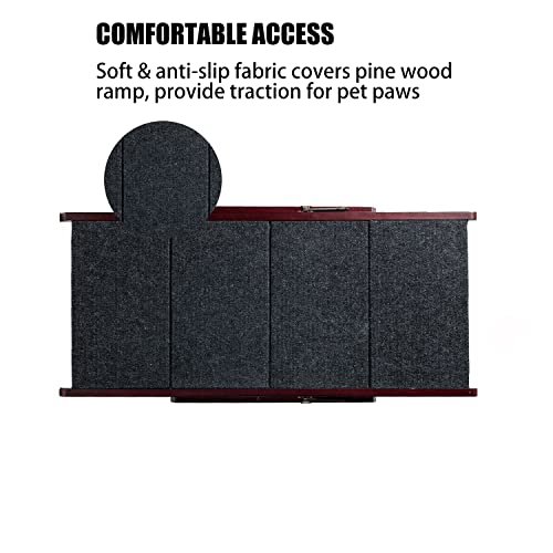 MEWANG Wooden Pet Stairs for Beds and Cars, Foldable 2-in-1 Ramp, Brown E16630