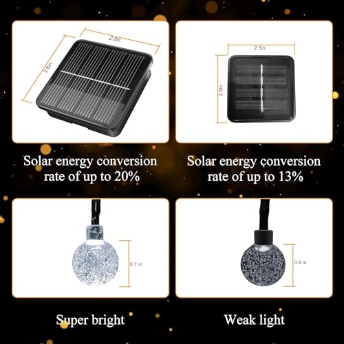 Crystal Globe Solar String Lights for Outdoor Garden Patio Decor (Purple) M418