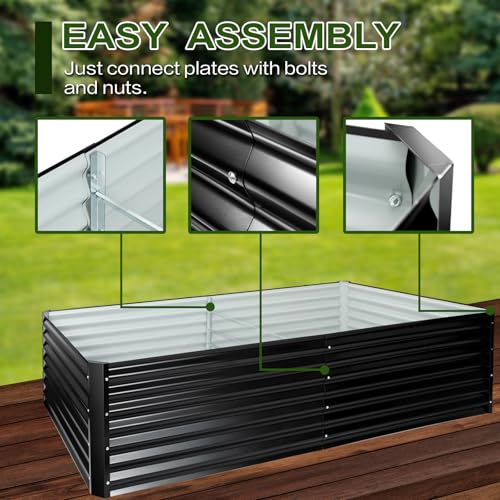 EDOSTORY Metal Raised Garden Bed Kit 8x4x2ft Galvanized Planter Box Outdoor V763