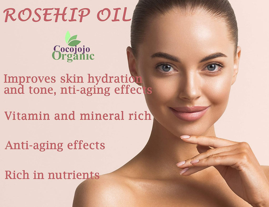 cocojojo Organic Rosehip Oil for Face, Hair, Skin & Nails - 16 Oz C483