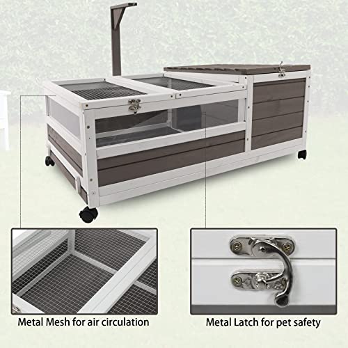 Tortoise Habitat on Wheels Large Wooden Indoor Outdoor Reptile Cage with Tray 39" W U23719