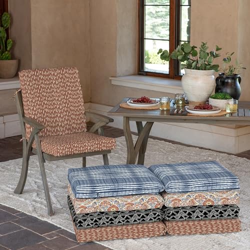 Arden Outdoor Dining Chair Cushion, 20 x 20, Rain-Proof, Peacock Blue Green Texture J4105