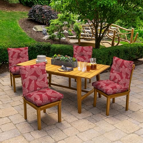 Arden Outdoor Plush Tufted Dining Chair Cushion, 21 x 40, Black Cabana Stripe I23003