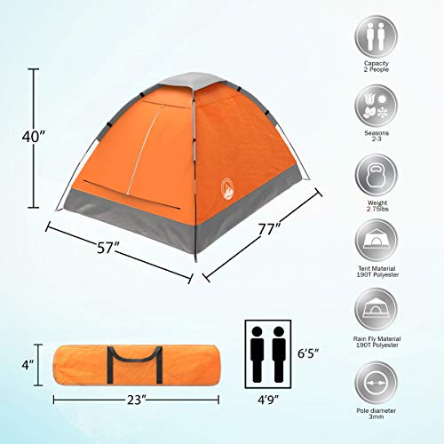 2-Person Dome Tent with Rain Fly and Carrying Bag D783158