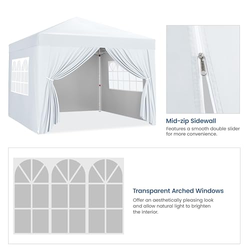 Yaheetech 10x10 Pop Up Canopy with 4 Removable Sidewalls, White F109731