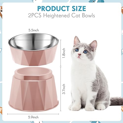 Elevated Cat Feeder with Stainless Steel Bowls, Adjustable Stand for Pets E339443