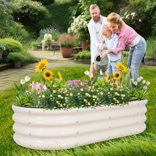 1MORE Galvanized Raised Garden Bed 4x2x1.4ft Metal Planter Box Outdoor D509