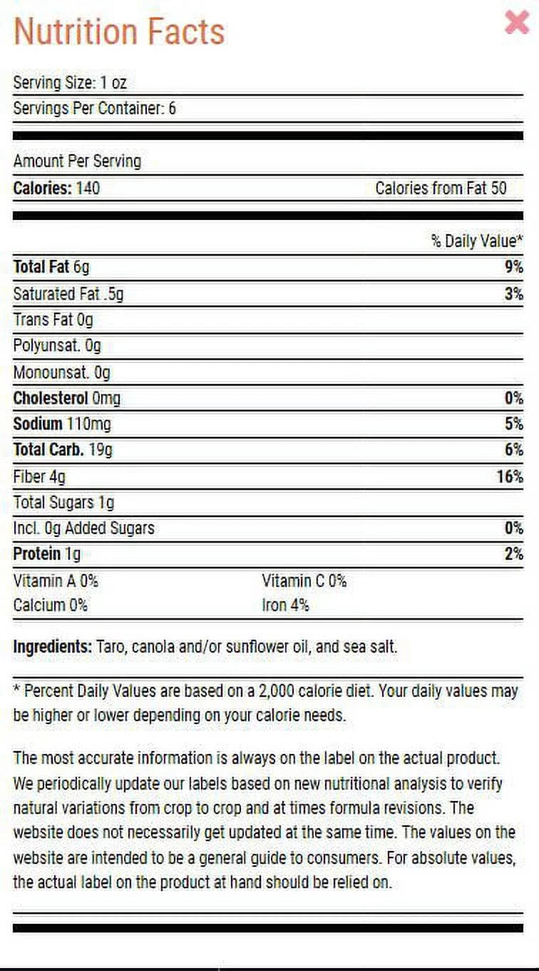 Terra Taro Chips, 6 oz (Pack of 12) V6190