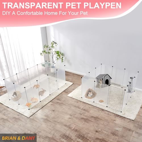 BRIAN & DANY Pet Playpen Portable Plastic Yard Fence with Door, 28 Panels, Smoke K848