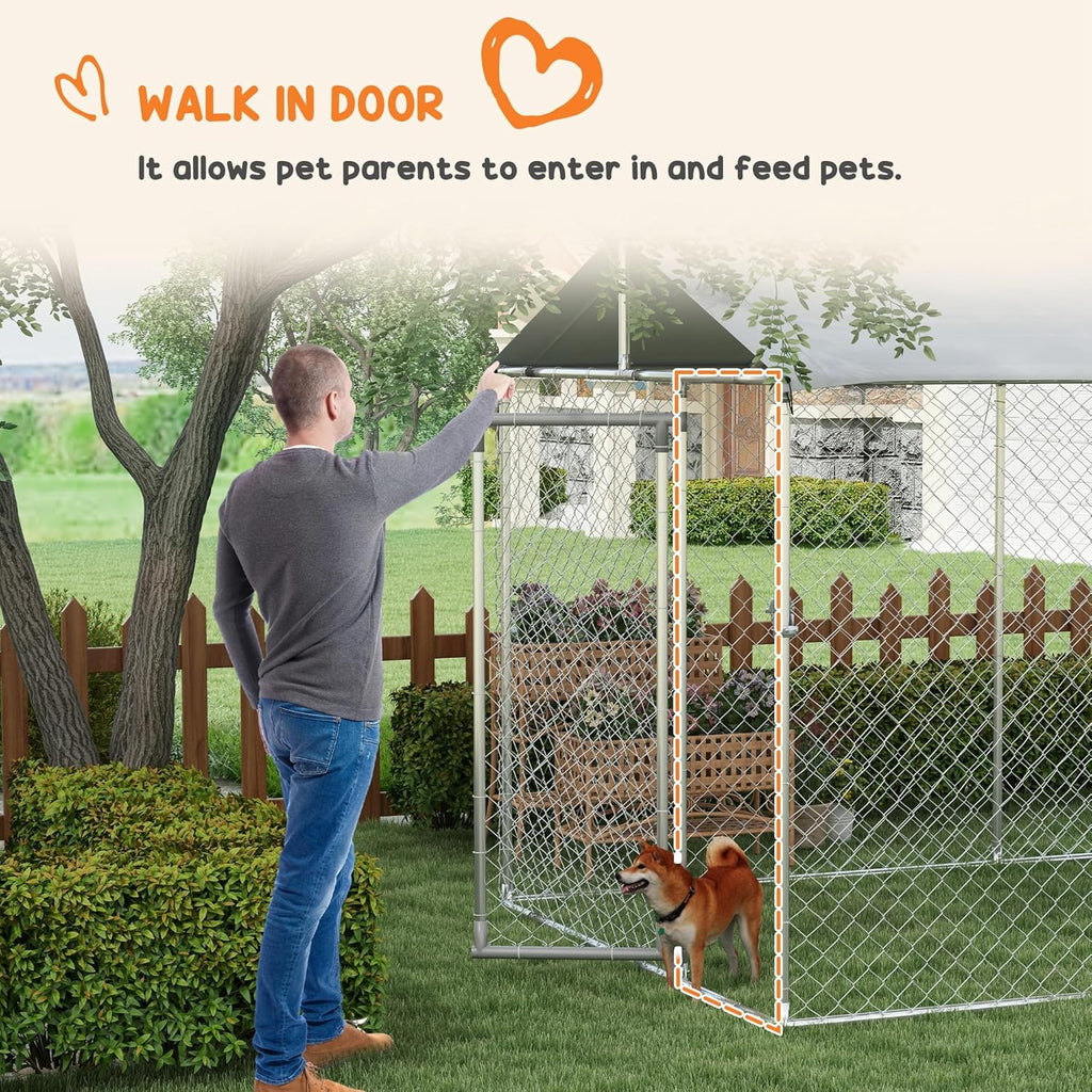PawHut Large Dog Kennel Outdoor Heavy Duty Cage with Waterproof Cover K2938