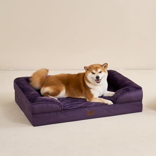 EHEYCIGA Orthopedic Dog Bed for Large Dogs, Waterproof Memory Foam, Grey J323